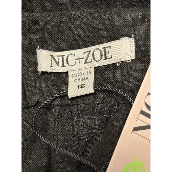 Nic + Zoe NWT Rumba Linen Wide Leg Black Onyx Casual Trousers Size 18 Whimsygoth - Picture 5 of 9